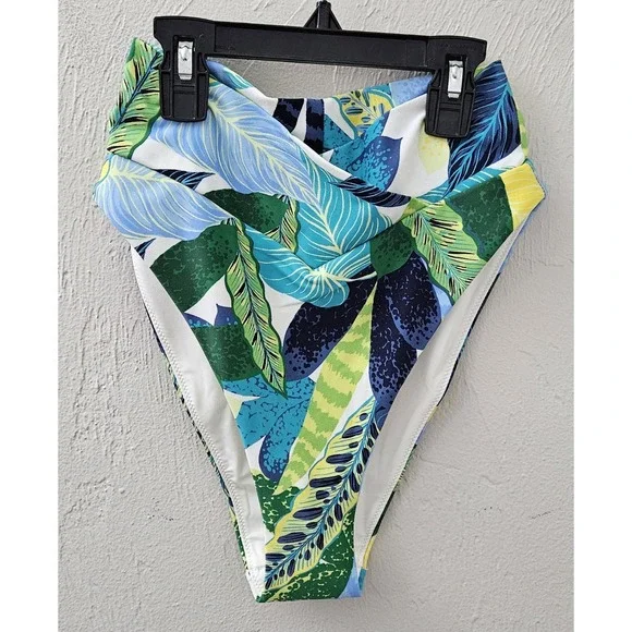 *New* American Eagle Aerie Green/Blue Tropical Swim Bottoms Size Small - Picture 1 of 7